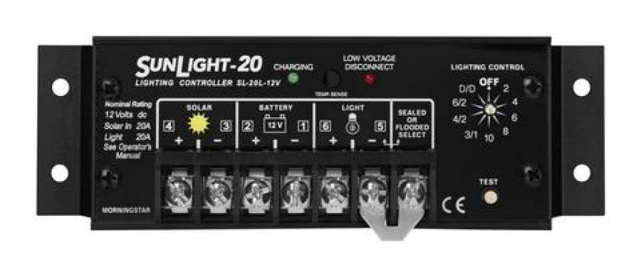 Morningstar, SunLight Charge/Lighting Controller, 20A, 24VDC, SL-20L-24V